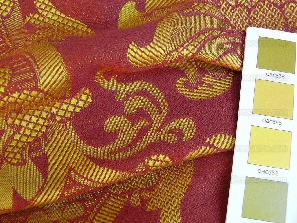 Scalamandre Brockenbrough Red &amp; Gold Damask Silk Wool Documentary Color
