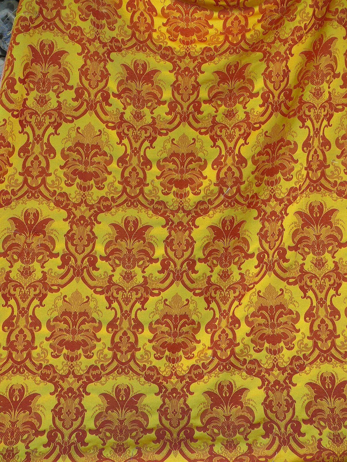 SCALAMANDRE BROCKENBROUGH RED & GOLD DAMASK DOCUMENTORY COLOR MS