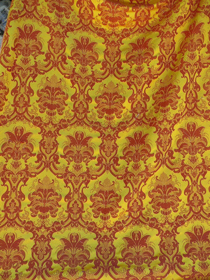 SCALAMANDRE BROCKENBROUGH RED & GOLD DAMASK DOCUMENTORY COLOR MS