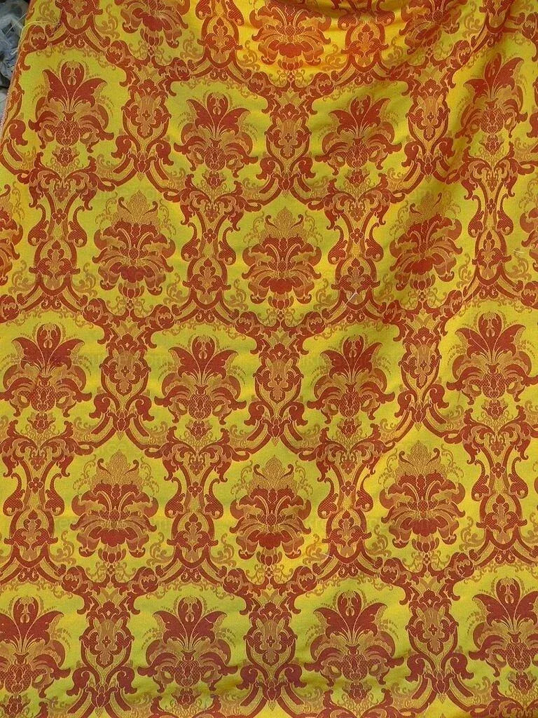 Scalamandre Brockenbrough Red &amp; Gold Damask Silk Wool Documentary Color