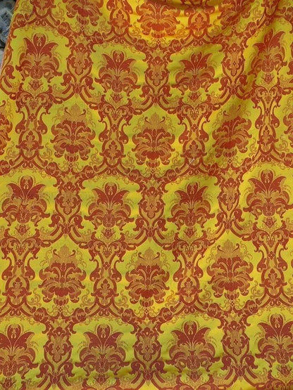 Scalamandre Brockenbrough Red &amp; Gold Damask Silk Wool Documentary Color