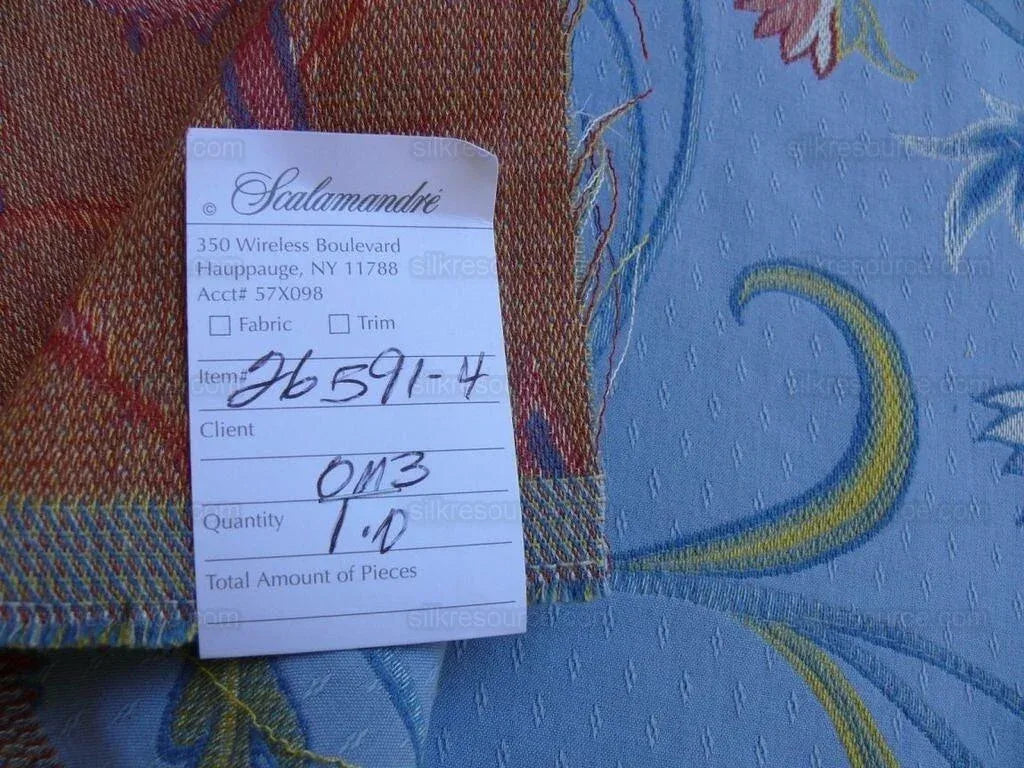 Scalamandre Gallatea Blue Lampas Crewel Flower MSRP USD 300+/Y