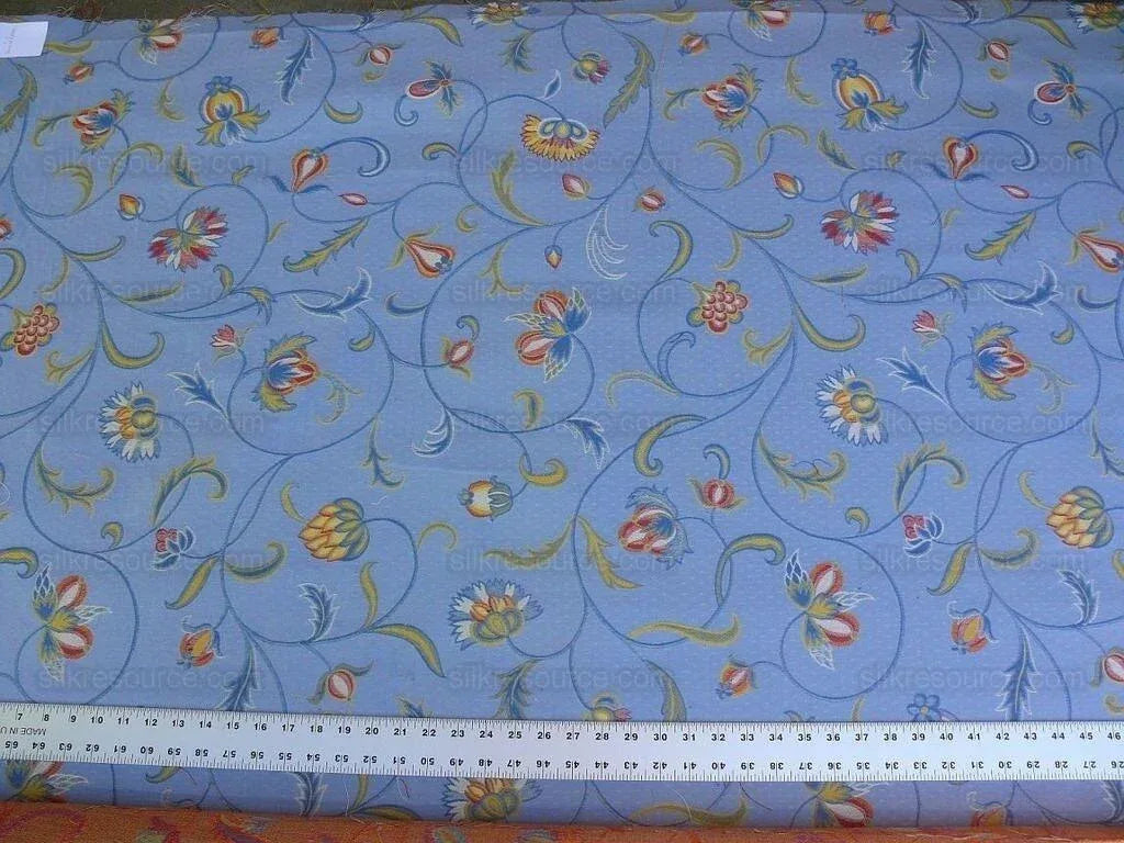 Scalamandre Gallatea Blue Lampas Crewel Flower MSRP USD 300+/Y