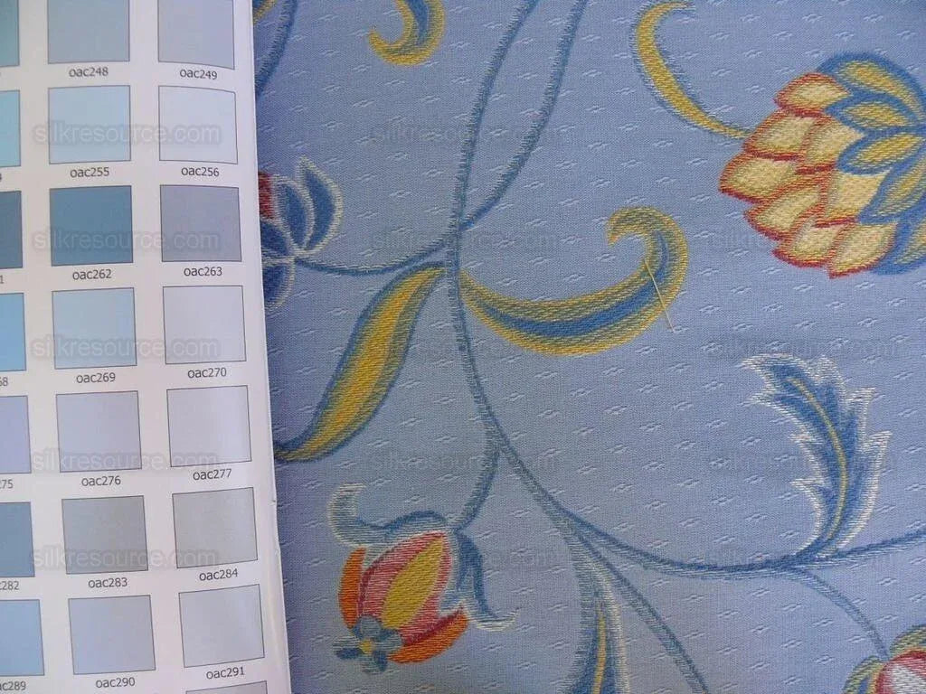 Scalamandre Gallatea Blue Lampas Crewel Flower MSRP USD 300+/Y