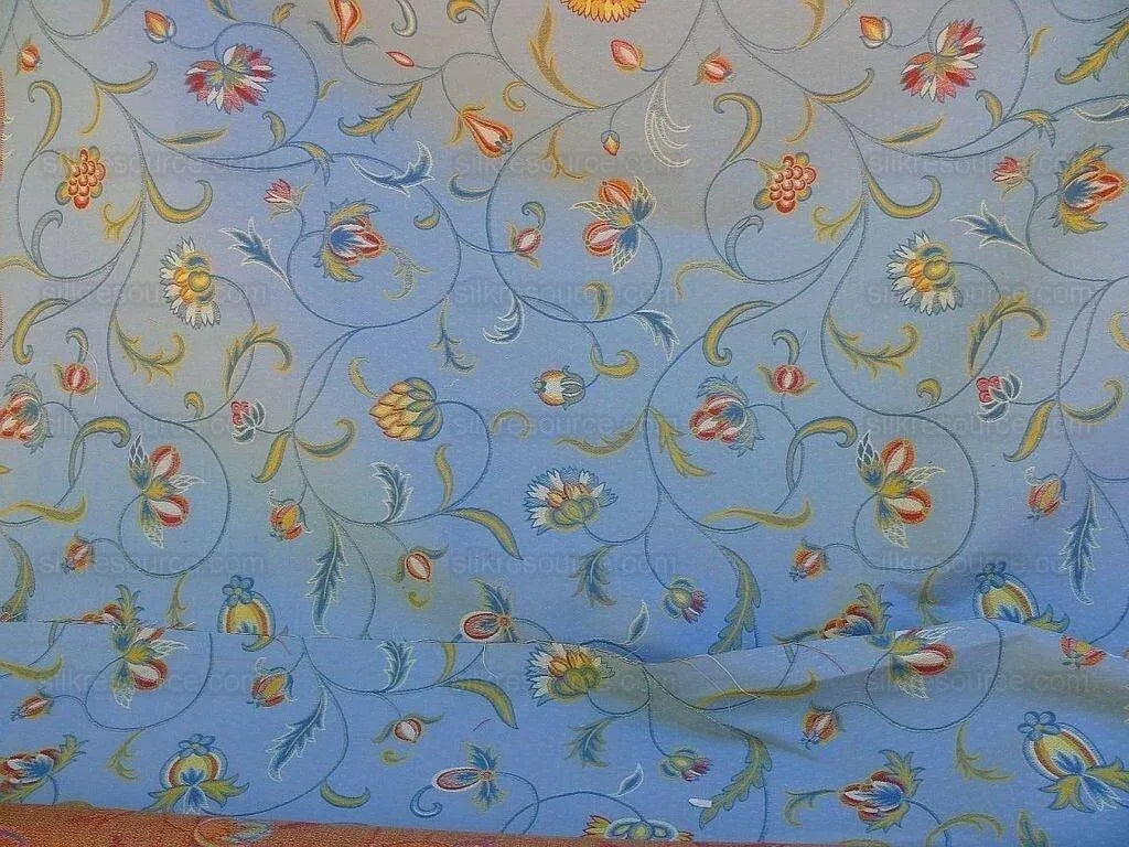 Scalamandre Gallatea Blue Lampas Crewel Flower MSRP USD 300+/Y