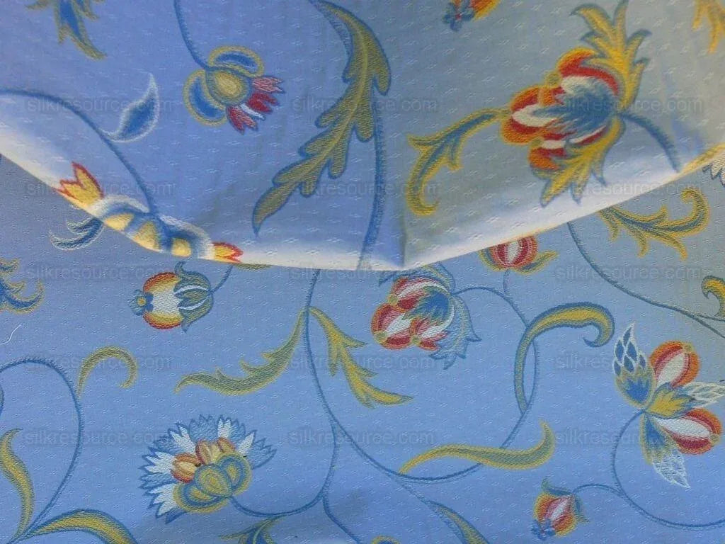 Scalamandre Gallatea Blue Lampas Crewel Flower MSRP USD 300+/Y