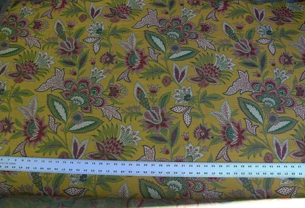 Scalamandre Tullamore Golden Lampas Jacobean Gold Green Red Bty