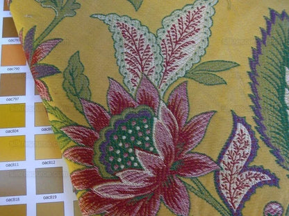 Scalamandre Tullamore Golden Lampas Jacobean Gold Green Red Bty