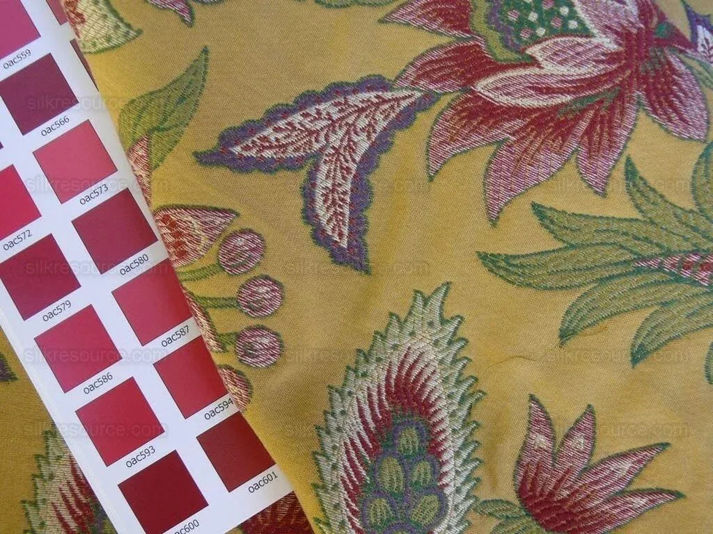 Scalamandre Tullamore Golden Lampas Jacobean Gold Green Red Bty