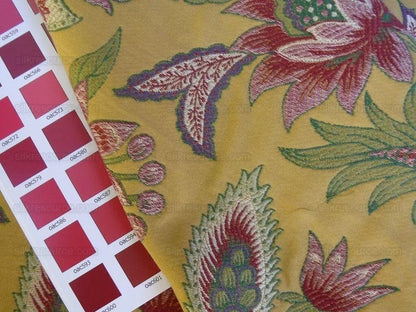 Scalamandre Tullamore Golden Lampas Jacobean Gold Green Red Bty
