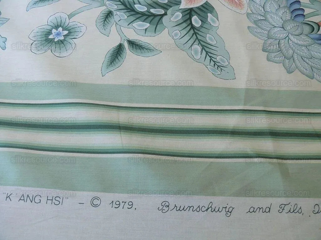 By Yd Brunschwig & Fils K'ang Hsi Cotton Tree Peony Chinoiserie Mint Green Blue Chintz
