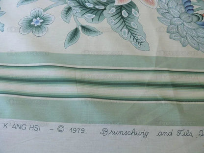By Yd Brunschwig & Fils K'ang Hsi Cotton Tree Peony Chinoiserie Mint Green Blue Chintz