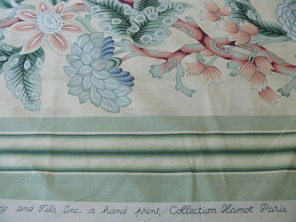 By Yd Brunschwig & Fils K'ang Hsi Cotton Tree Peony Chinoiserie Mint Green Blue Chintz