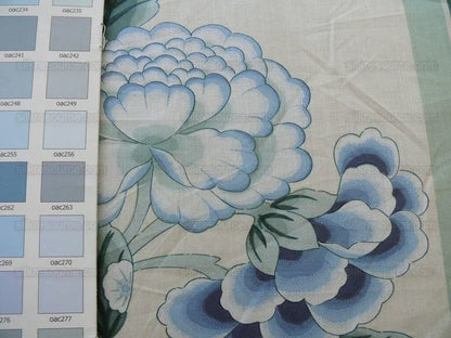 By Yd Brunschwig & Fils K'ang Hsi Cotton Tree Peony Chinoiserie Mint Green Blue Chintz