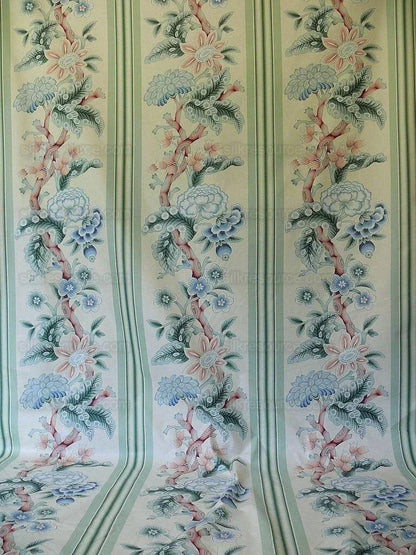 By Yd Brunschwig & Fils K'ang Hsi Cotton Tree Peony Chinoiserie Mint Green Blue Chintz