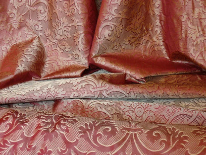 Clarence House "ankara" 100%silk Damask Burgundy &amp; Copper Gold MSRP USD 208/Y