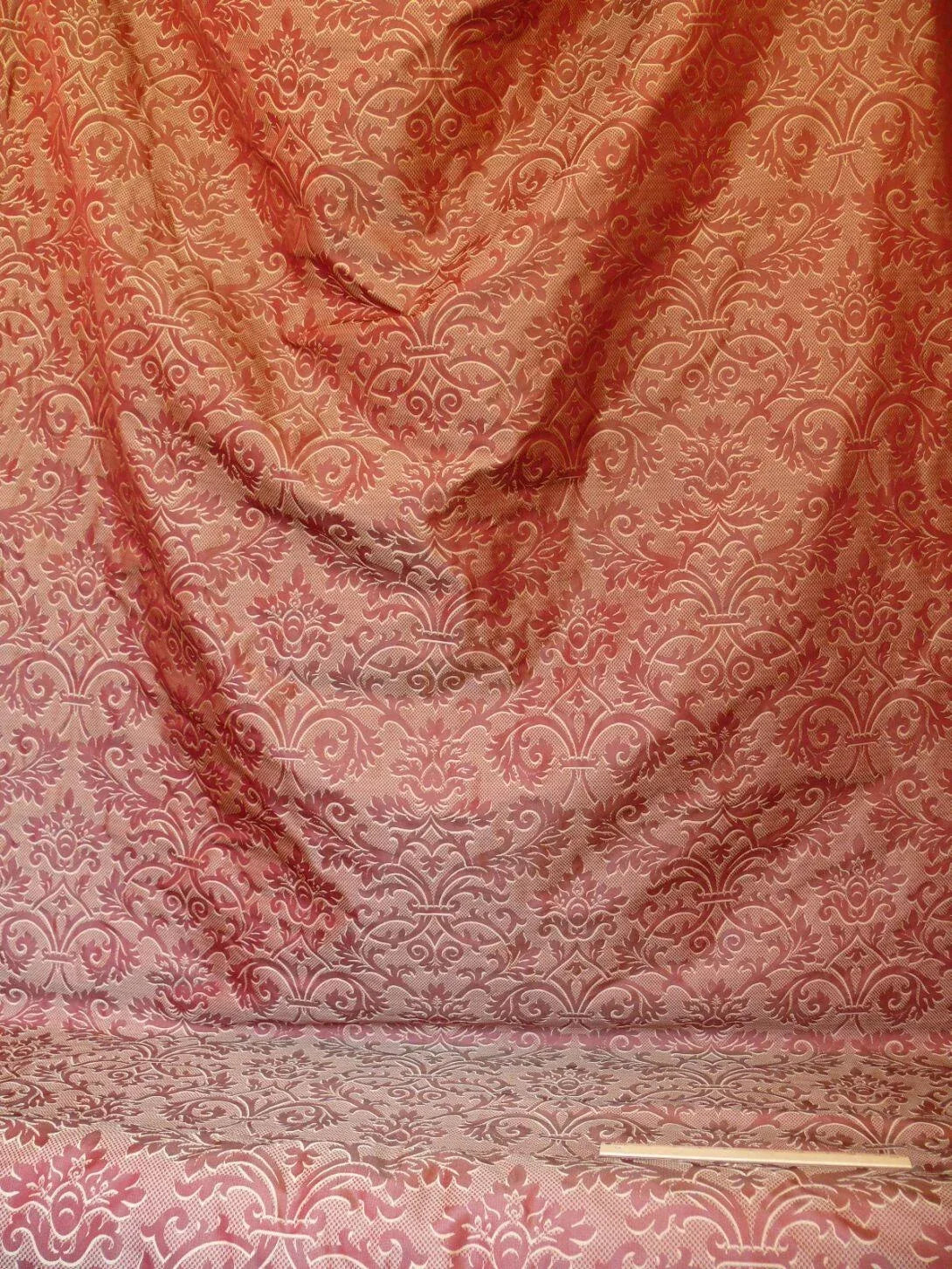 Clarence House "ankara" 100%silk Damask Burgundy &amp; Copper Gold MSRP USD 208/Y