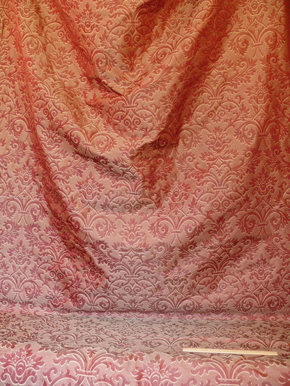 Clarence House "ankara" 100%silk Damask Burgundy &amp; Copper Gold MSRP USD 208/Y