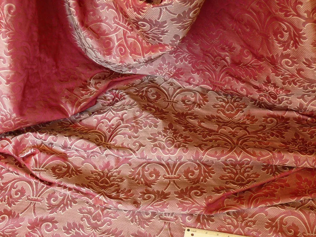 Clarence House "ankara" 100%silk Damask Burgundy &amp; Copper Gold MSRP USD 208/Y
