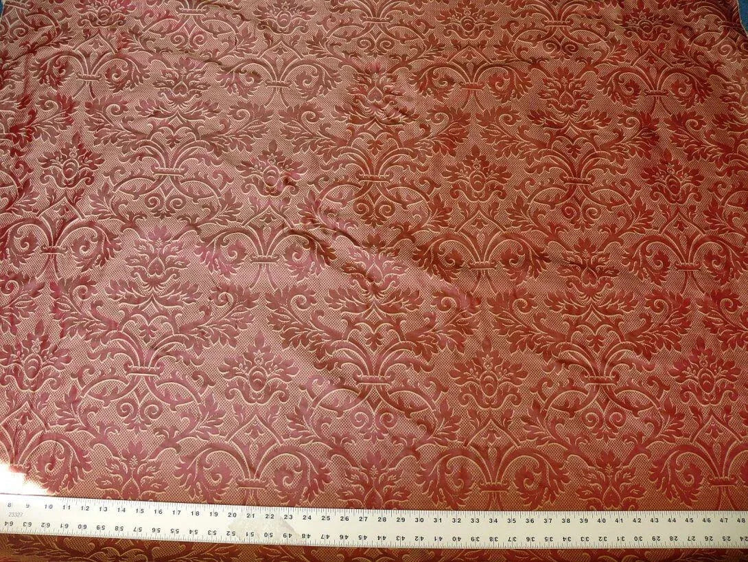 Clarence House "ankara" 100%silk Damask Burgundy &amp; Copper Gold MSRP USD 208/Y
