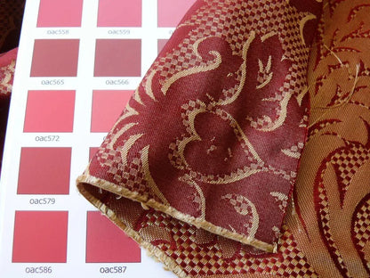Clarence House "ankara" 100%silk Damask Burgundy &amp; Copper Gold MSRP USD 208/Y