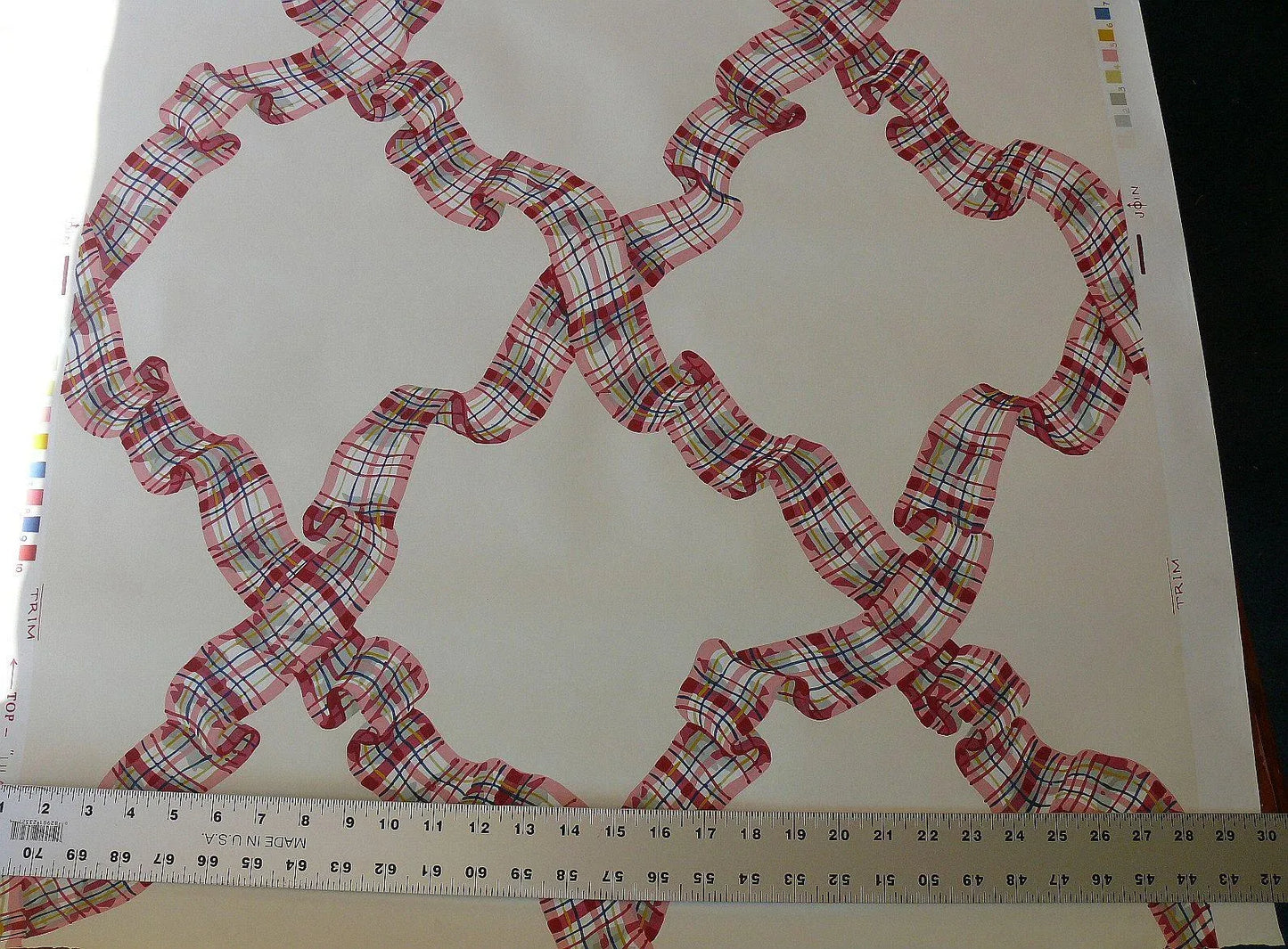 5YD TROMP L'OEIL! SCALAMANDRE LILABETH'S RIBBON WALLPAPER SINGLE