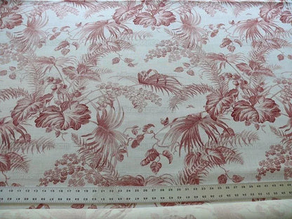 Bty Scalamandre Tropical Toile Printed Linen Coral Red On Ivory