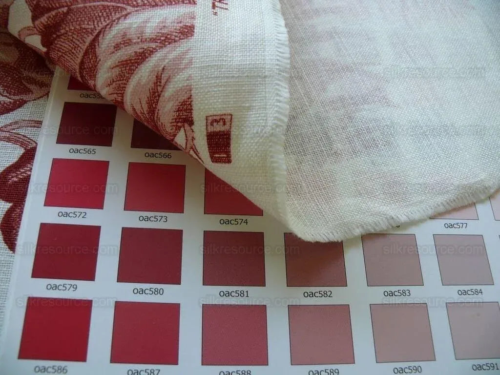 Bty Scalamandre Tropical Toile Printed Linen Coral Red On Ivory