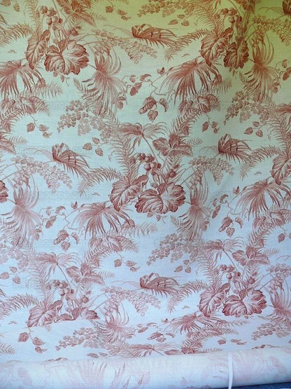 Bty Scalamandre Tropical Toile Printed Linen Coral Red On Ivory