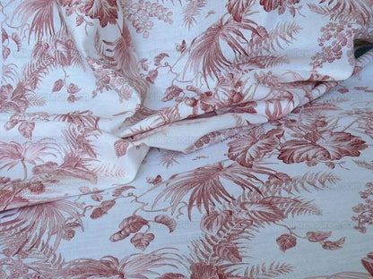 Bty Scalamandre Tropical Toile Printed Linen Coral Red On Ivory