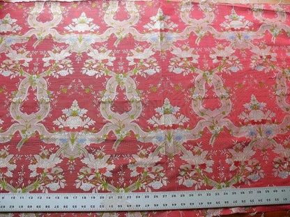 100%silk Lampas Basilica Crimson Red French Court Lace Marie Antoinette By Yard