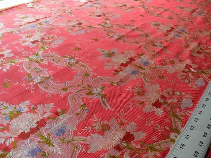 100%silk Lampas Basilica Crimson Red French Court Lace Marie Antoinette By Yard