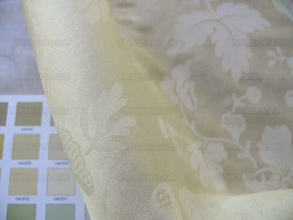 BY Yard Lee Jofa 100% Silk Embossed Organza Damask "Roxboro" Creamy Butter Ivory Sheer MSRP USD 160/Y