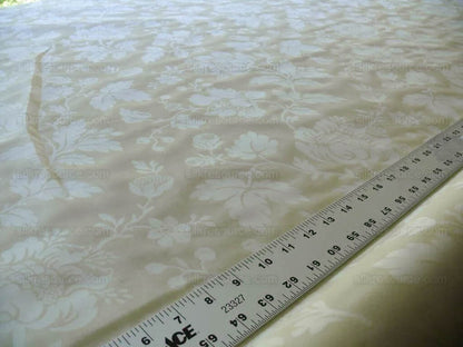 BY Yard Lee Jofa 100% Silk Embossed Organza Damask "Roxboro" Creamy Butter Ivory Sheer MSRP USD 160/Y