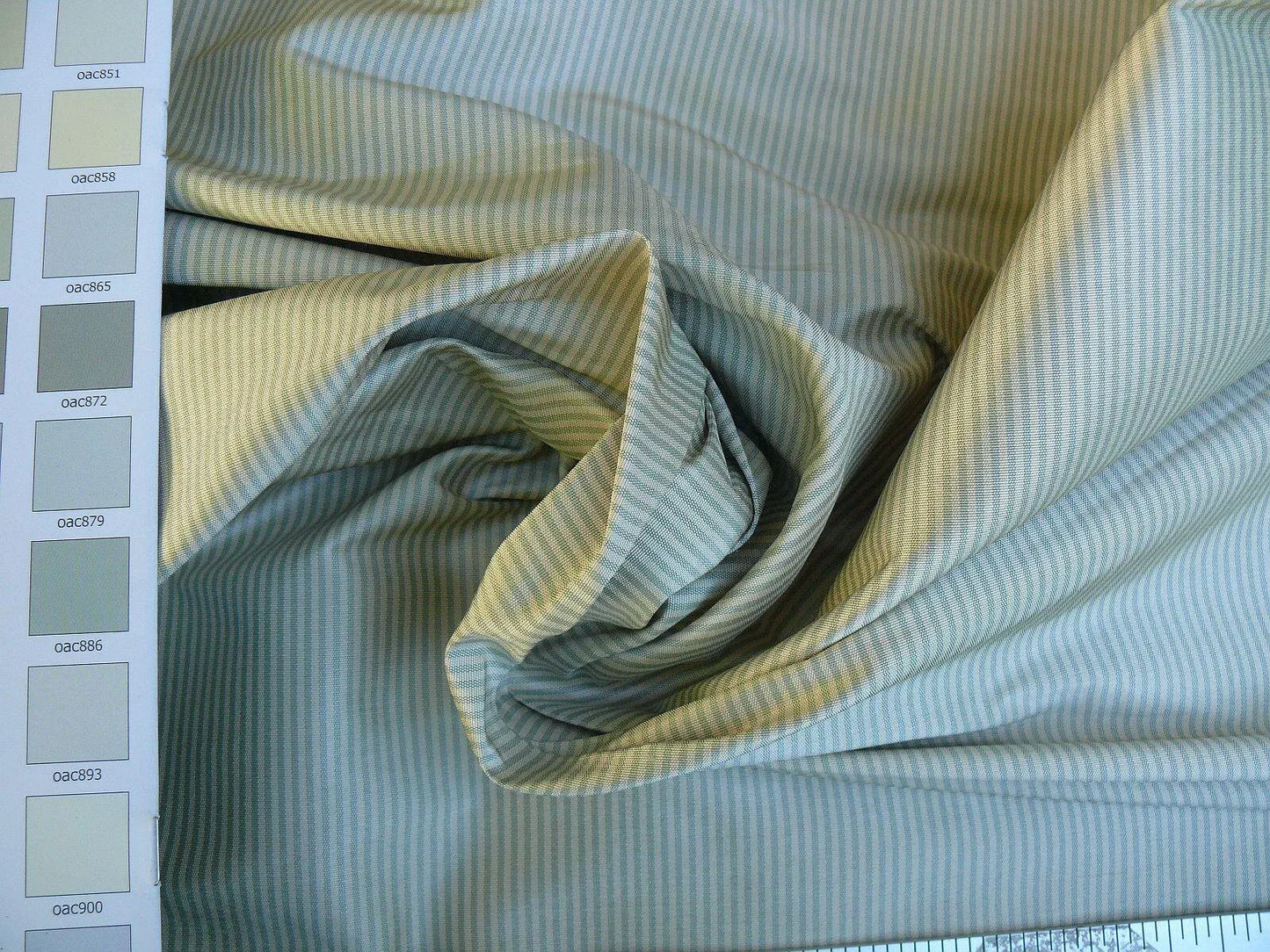 BTY ITALIAN SILK WOVEN PIN STRIPE PALE SAGE GREEN CREAM #1281