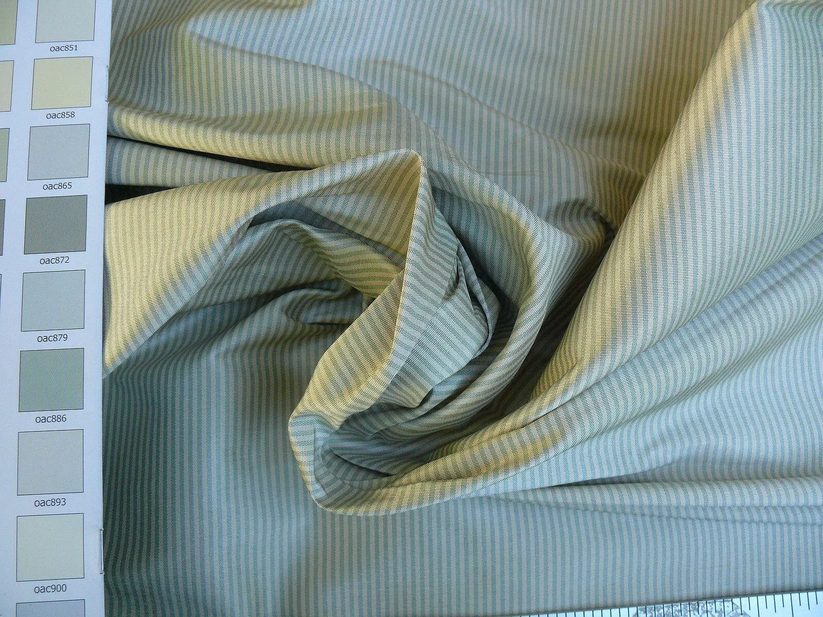 BTY ITALIAN SILK WOVEN PIN STRIPE PALE SAGE GREEN CREAM #1281