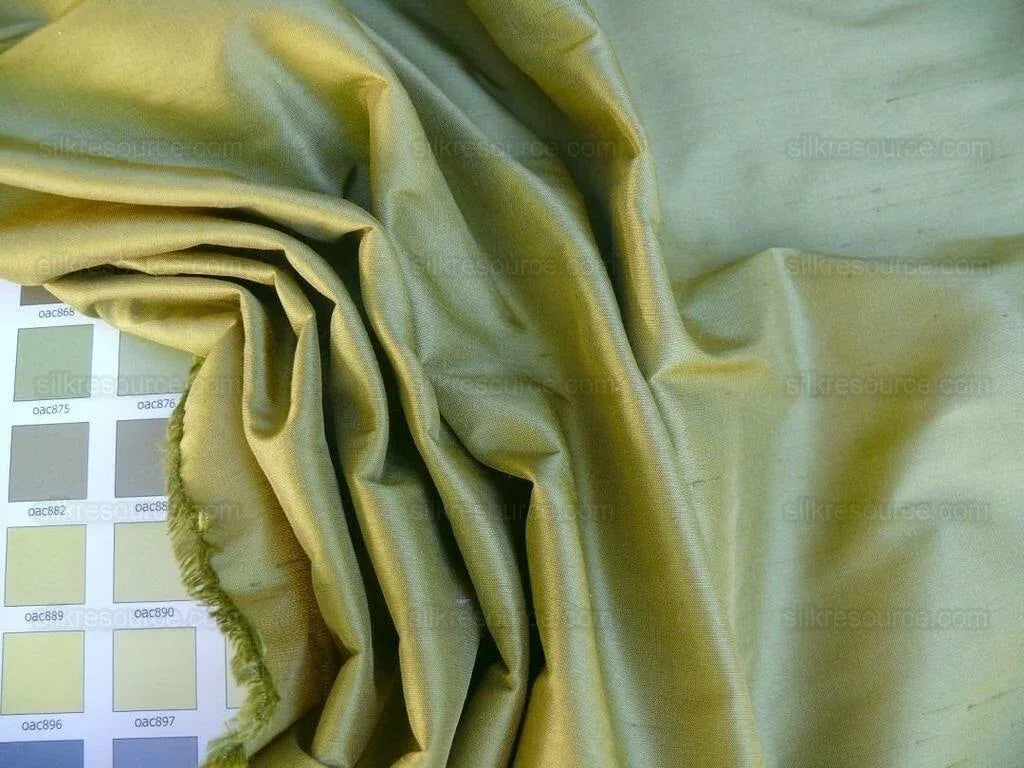 Bty Kravet Designer Silk Dupioni Chartreuse Green Golden Iridescent #1282