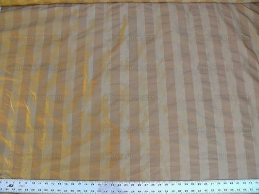 BTY KRAVET 100% SILK DUPIONI ORANGE PUMPKIN GOLD STRIPE #1283