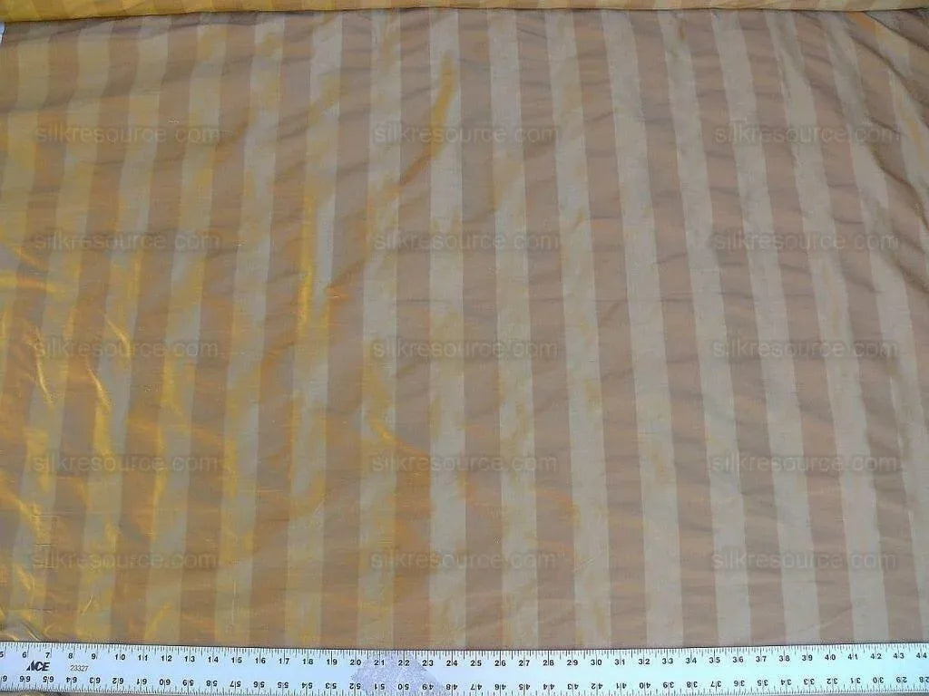 Bty Kravet 100% Silk Dupioni Orange Pumpkin Gold Stripe Reversible #1283