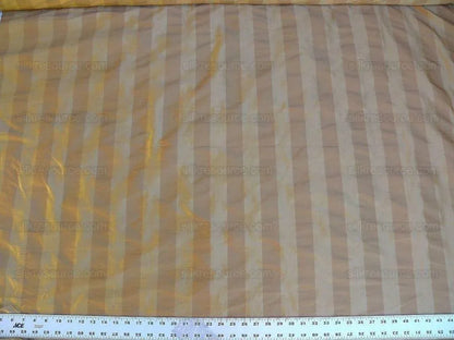 Bty Kravet 100% Silk Dupioni Orange Pumpkin Gold Stripe Reversible #1283