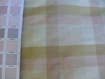 By Yd Fabricut 100% Silk Dupioni Check Light Pink Cream White Taupe SKU1288