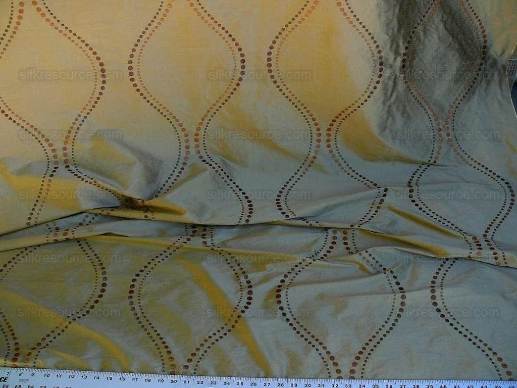 By Yd Silk Trading Co Silk Embroidery Curvy Dots Bronze #1292