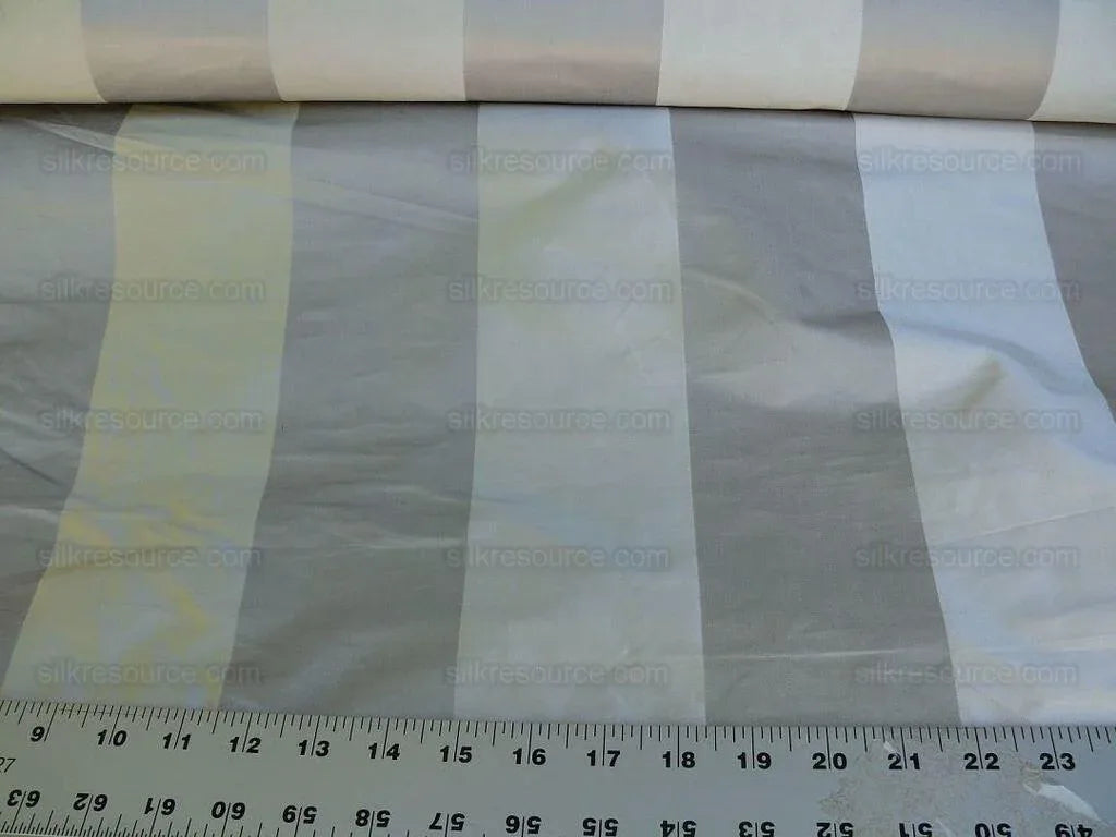 By Yd Silk Trading Co. 100% Silk Satin Stripe From Italy Silver