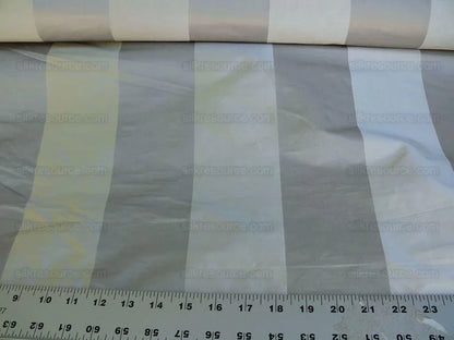 By Yd Silk Trading Co. 100% Silk Satin Stripe From Italy Silver