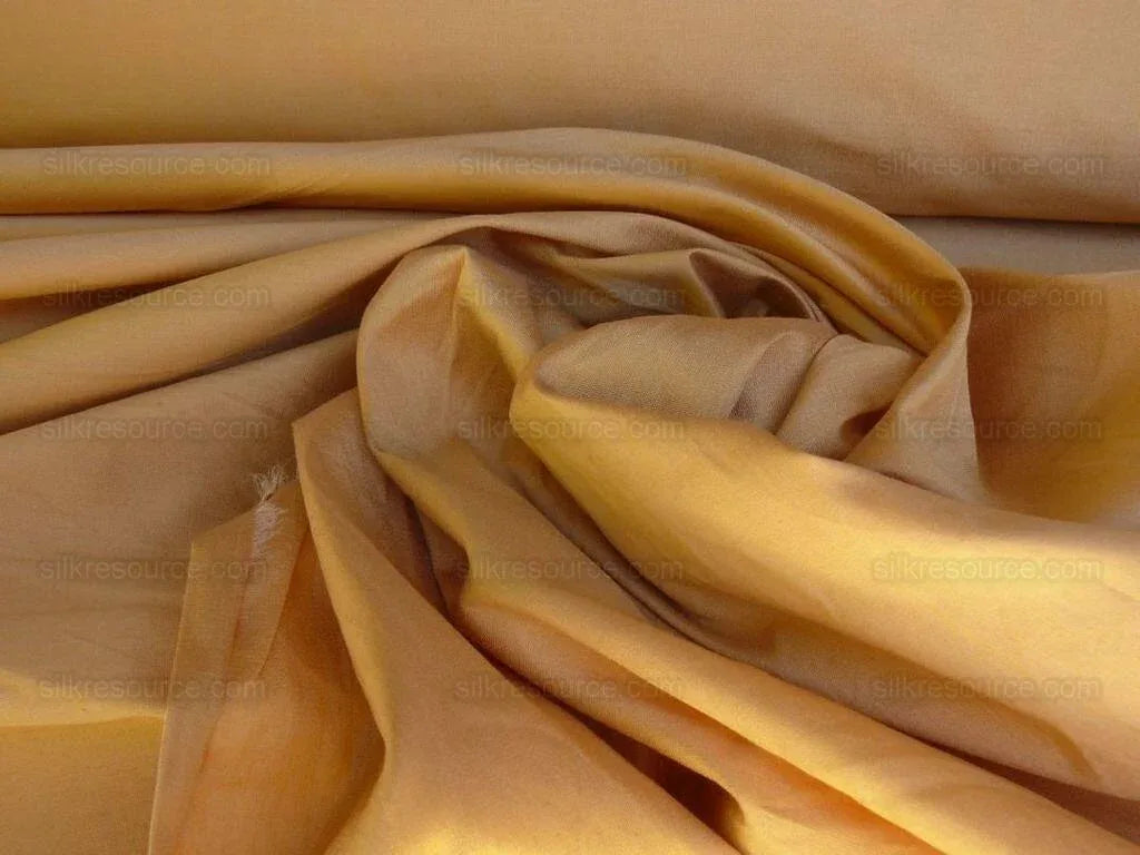 BY YD SILK TRADING CO. 100% SILK TAFFETA GOLDEN PUMPKIN w FROST