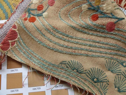 By Yard Kravet Kimono Inspired Oriental Crane Bird Haute Red Lampas MSRP USD 318/y