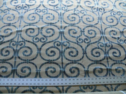 Clarence House Nouvelle Orleans Cut Velvet Scroll Sapphire Blue MSRP USD640/y