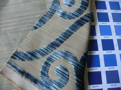 Clarence House Nouvelle Orleans Cut Velvet Scroll Sapphire Blue MSRP USD640/y