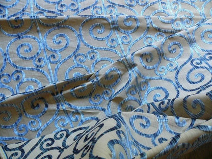 Clarence House Nouvelle Orleans Cut Velvet Scroll Sapphire Blue MSRP USD640/y