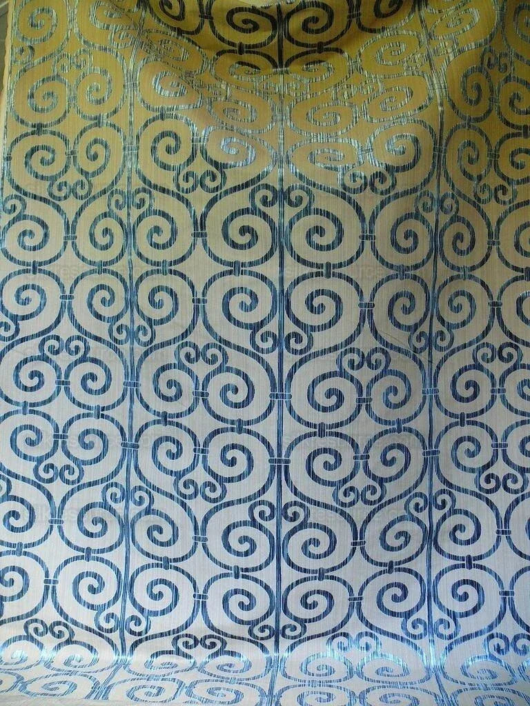 Clarence House Nouvelle Orleans Cut Velvet Scroll Sapphire Blue MSRP USD640/y